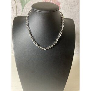 Silver-Tone Chain Necklace Lobster Clasp Adjustable Length 14 Inches